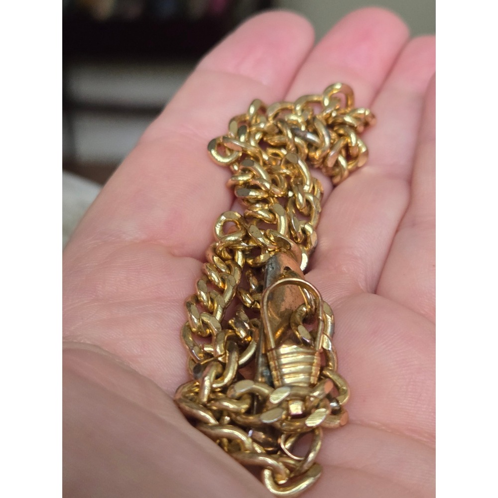 Goldtone Curb Link Watch Chain Vintage See Pics - Picture 8 of 8